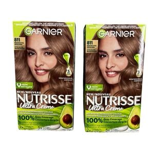 2x GARNIER NUTRISSE Ultra Nourishing Hair MEDIUM EXTRA ASH BLONDE #811 - NEW